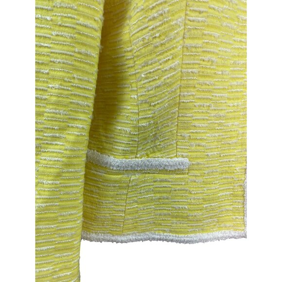 Escada Yellow Textured Tweed Jacket With White Trim Womens Size 38 - Picture 5 of 9